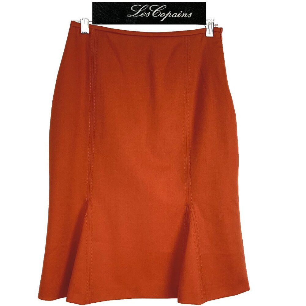 Les Copains Italy Wool Flare Trampet Skirt in Terracotta/ Orange Sz 8